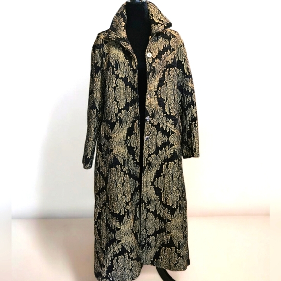 Jackets & Blazers - Vintage 1960s Hand-made, heavy fabric Tapestry Gold & Black Floor Length Coat.